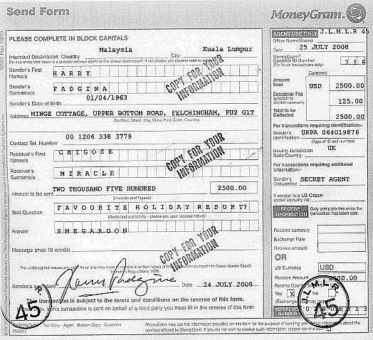 western union money order refer to maker